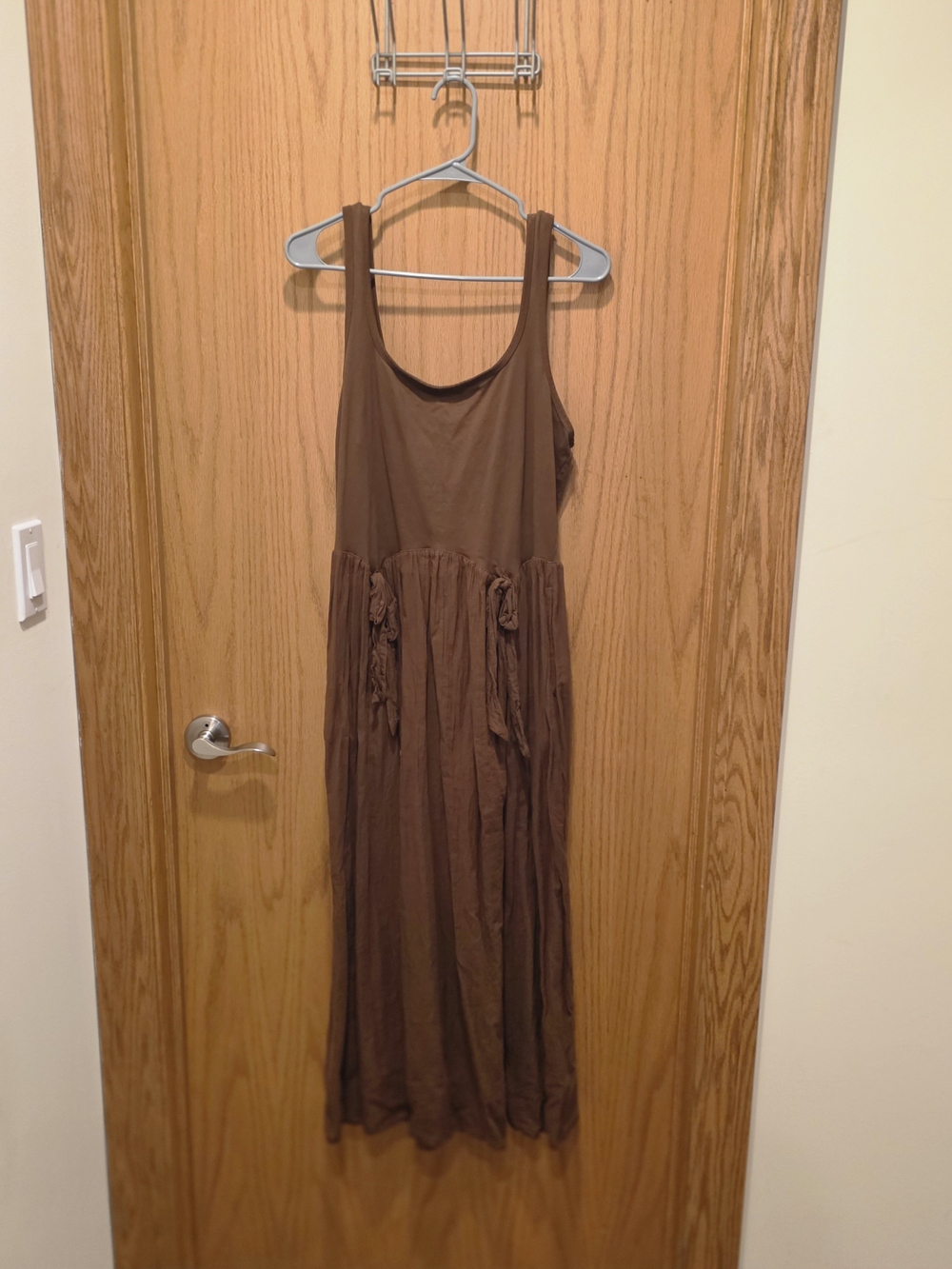 aerie Brown Sleeveless Midi Dress with Gathered Waist (Worn Once)